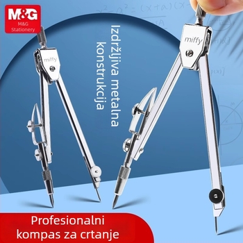 Morning&Light potpuno metalni kompas za crtanje, model 90803, za uredski i inženjerski crtež, crtanje kružnica, školski pribor
