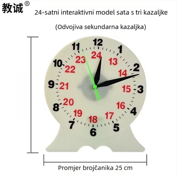 Model sata s tri kazaljke i cifernikom 24/12 – nastavna pomagala za matematiku