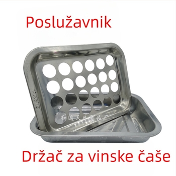 Držač za čaše vina od nehrđajućeg čelika, kvadratni pladanj s otvorima, 24–77 otvora