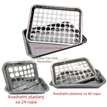 Držač za čaše vina od nehrđajućeg čelika, kvadratni pladanj s otvorima, 24–77 otvora