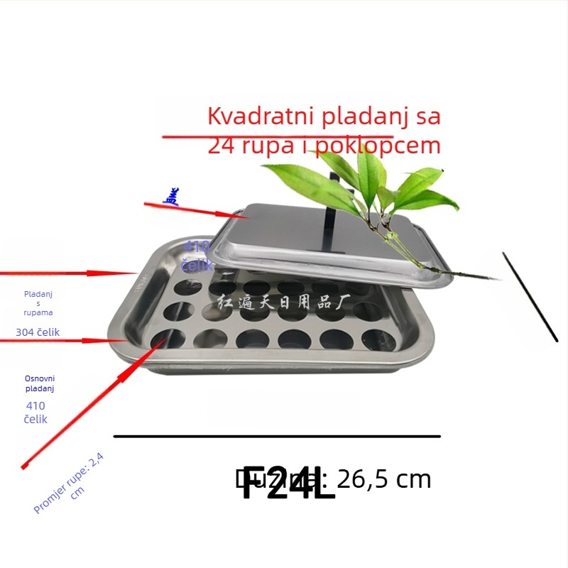 Držač za čaše vina od nehrđajućeg čelika, kvadratni pladanj s otvorima, 24–77 otvora