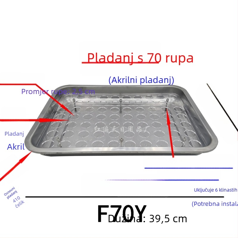 Držač za čaše vina od nehrđajućeg čelika, kvadratni pladanj s otvorima, 24–77 otvora