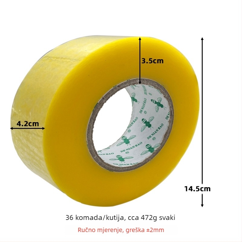 Prozirna pakirajuća traka, široka, za zatvaranje paketa, bež-žuta boja
