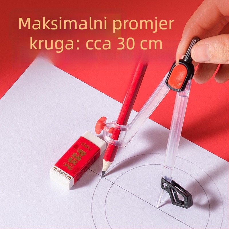 Deli VC899 7-dijeli set ravnala i kružnog pribora bez metala, prozirna kutija, za ispite