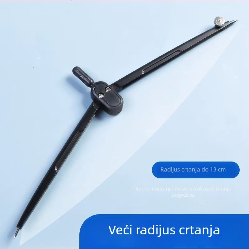 Morning & Light ACS90884 metalni šestar, crni mat završetak, alat za crtanje polukružnog kruga za učenike, u kutiji