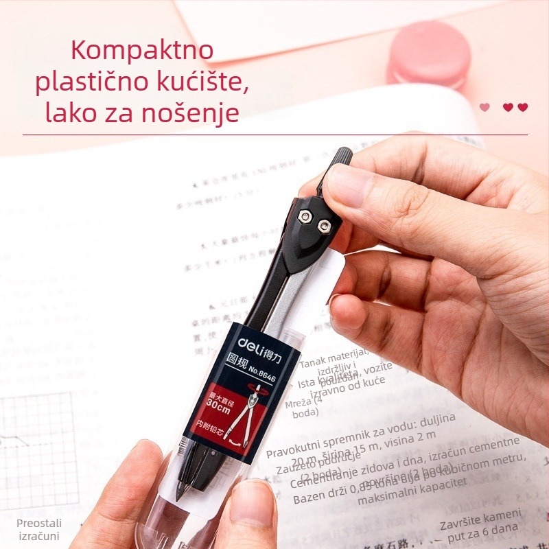 Deli 8646 Metalni kompas za crtanje i ispite