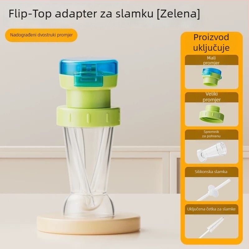 3-u-1 kapica za bocu sa slamkom, adapterom za široki otvor i kapom za pretvaranje otvora boce, dizajn Orijentalni List
