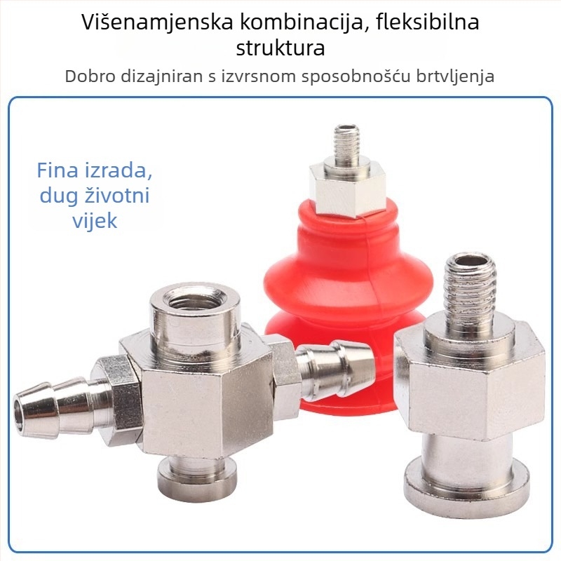 Pribor za robotsku ruku: vakuumska usisna glava velika i mala, M5 navojni adapter, željezni T spoj i kutni spoj, pneumatski brzi spoj