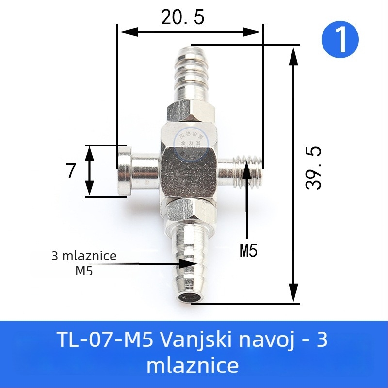 Pribor za robotsku ruku: vakuumska usisna glava velika i mala, M5 navojni adapter, željezni T spoj i kutni spoj, pneumatski brzi spoj