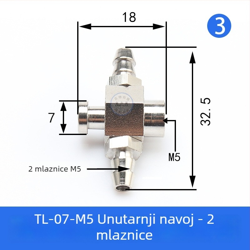 Pribor za robotsku ruku: vakuumska usisna glava velika i mala, M5 navojni adapter, željezni T spoj i kutni spoj, pneumatski brzi spoj