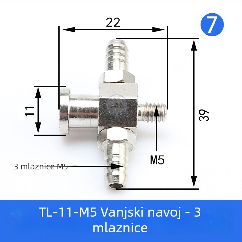 Pribor za robotsku ruku: vakuumska usisna glava velika i mala, M5 navojni adapter, željezni T spoj i kutni spoj, pneumatski brzi spoj