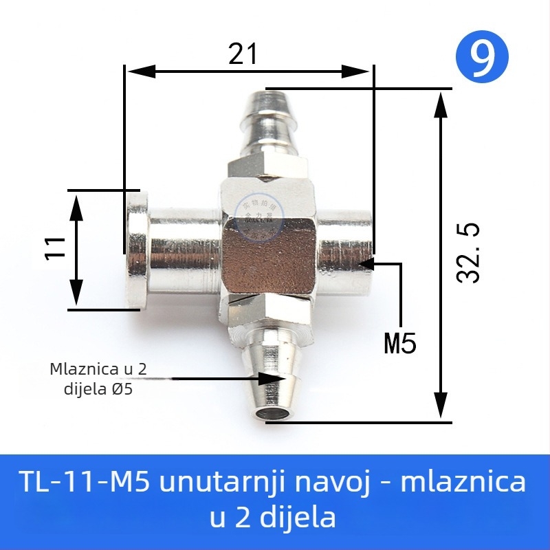 Pribor za robotsku ruku: vakuumska usisna glava velika i mala, M5 navojni adapter, željezni T spoj i kutni spoj, pneumatski brzi spoj