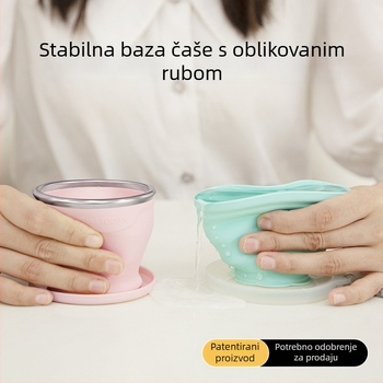 Exclusive Era Prenosna sklopiva silikon vodna čaša, s prehrambenom kvalitetom, za kampiranje i putovanja