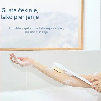 Četka za tuširanje s dugim držalom i mekim dlačicama – za čišćenje leđa i tijela