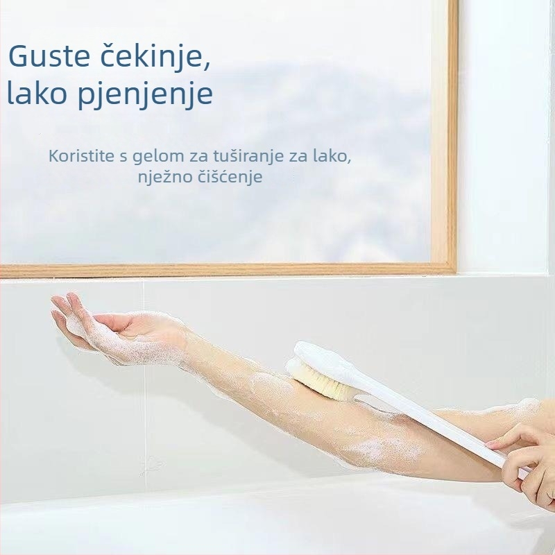 Četka za tuširanje s dugim držalom i mekim dlačicama – za čišćenje leđa i tijela