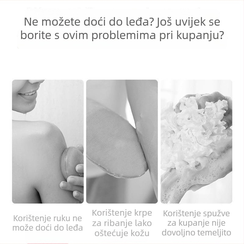 Četka za tuširanje s dugim držalom i mekim dlačicama – za čišćenje leđa i tijela