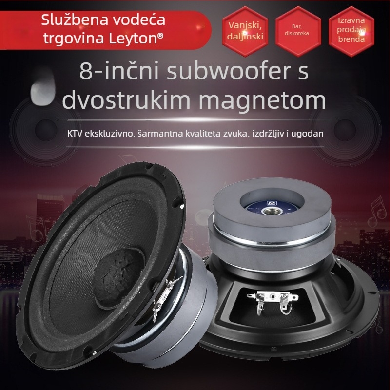 Layton BM 8-inčni zvučnik s punim rasponom, model 8-35bf-a, 8Ω, 50W, papirnati konus, dvostruki magnetni sustav, omnidirekcijski bas