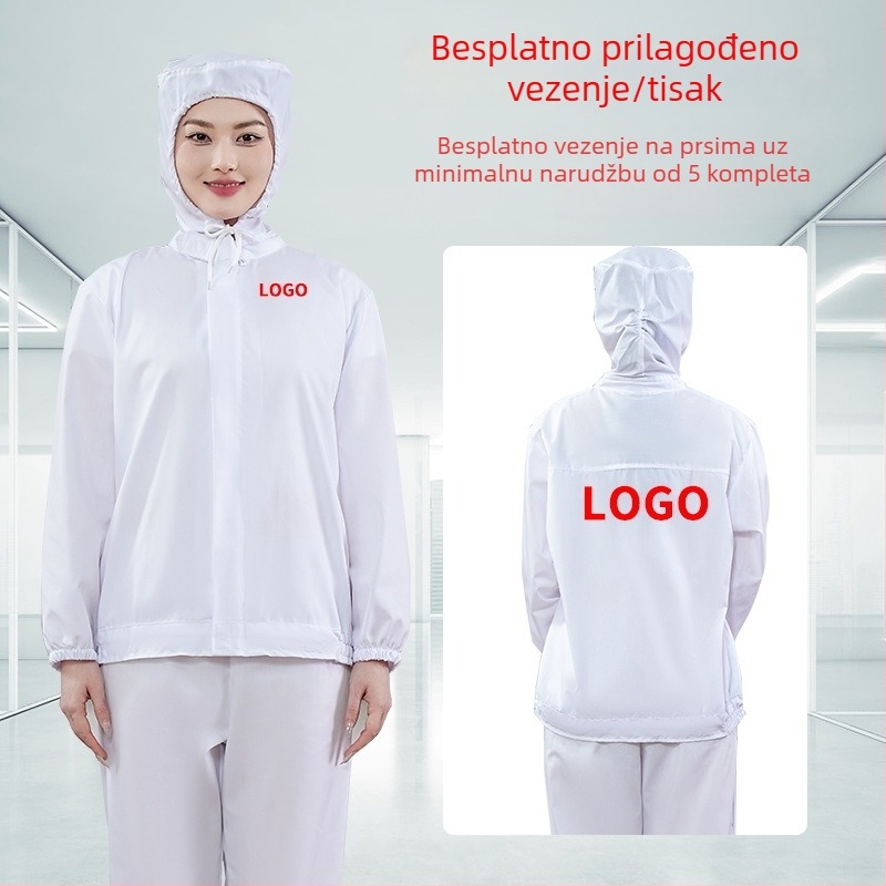 Lagani bijeli prozračni radni komplet za prehrambenu tvornicu