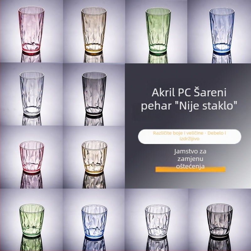 Čaša za vodu od akrila, PC materijal, stil za odmor, otporna na visoke temperature i lomljenje