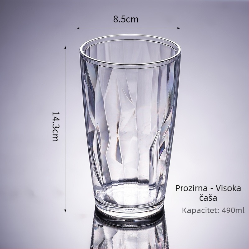 Čaša za vodu od akrila, PC materijal, stil za odmor, otporna na visoke temperature i lomljenje