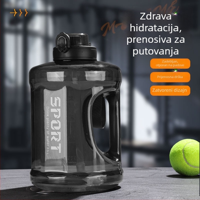 Plastična boca za vodu sa slamkom, velik kapacitet, otporna na padove, prenosna, cilindričnog oblika, svemirski stil