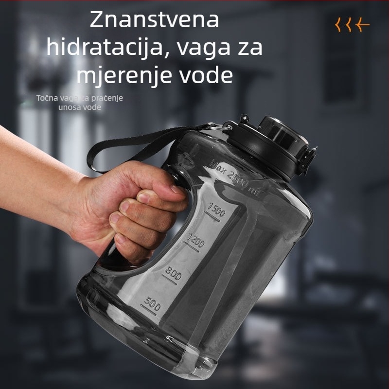 Plastična boca za vodu sa slamkom, velik kapacitet, otporna na padove, prenosna, cilindričnog oblika, svemirski stil