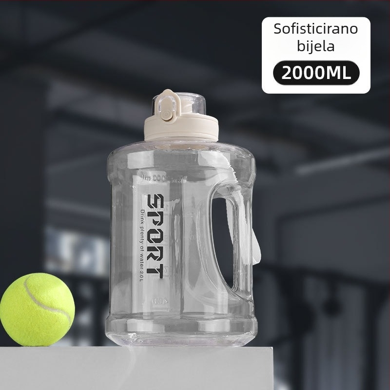 Plastična boca za vodu sa slamkom, velik kapacitet, otporna na padove, prenosna, cilindričnog oblika, svemirski stil