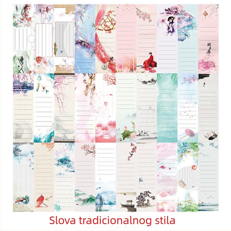 Set od 30 papirnatih oznaka za stranice u retro kineskom stilu s estetskim stihovima inspiriranim Twenty-Four Solar Terms, za učenike.