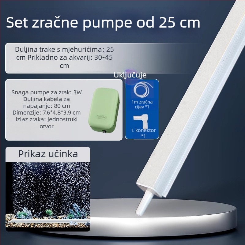 Set za akvarij s kisikom: traka mjehurića, vodopad mjehurića, kamenje za mjehuriće, nano disk za zrak, krajolik dekor, zračna zavjesa, pumpa kisika