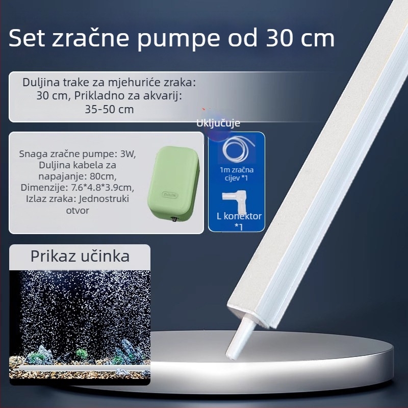 Set za akvarij s kisikom: traka mjehurića, vodopad mjehurića, kamenje za mjehuriće, nano disk za zrak, krajolik dekor, zračna zavjesa, pumpa kisika