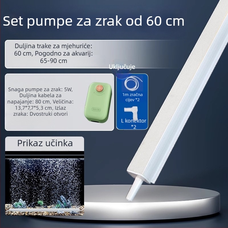 Set za akvarij s kisikom: traka mjehurića, vodopad mjehurića, kamenje za mjehuriće, nano disk za zrak, krajolik dekor, zračna zavjesa, pumpa kisika