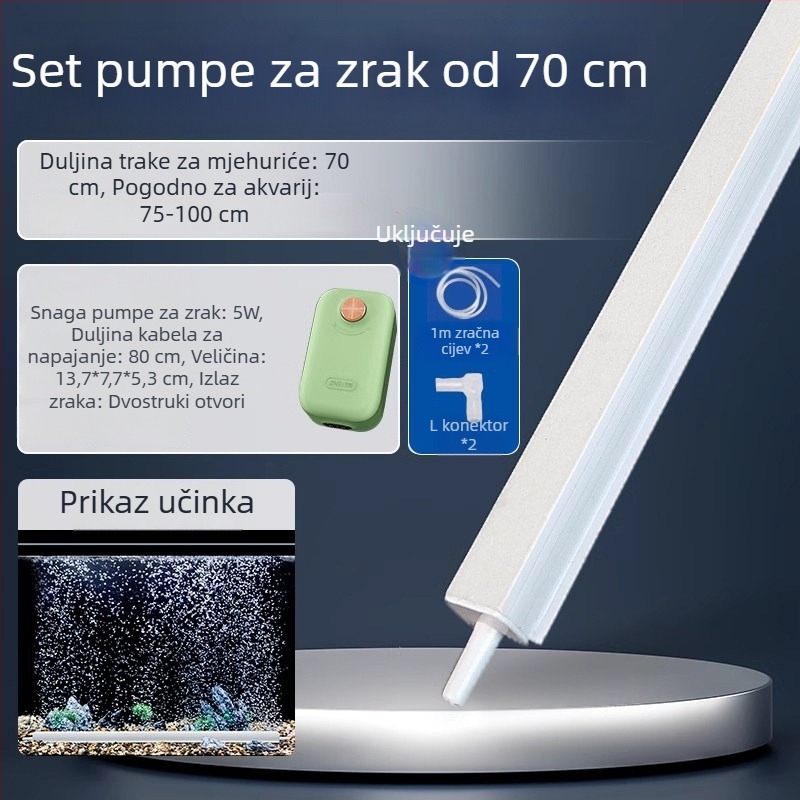 Set za akvarij s kisikom: traka mjehurića, vodopad mjehurića, kamenje za mjehuriće, nano disk za zrak, krajolik dekor, zračna zavjesa, pumpa kisika