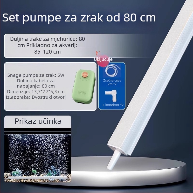 Set za akvarij s kisikom: traka mjehurića, vodopad mjehurića, kamenje za mjehuriće, nano disk za zrak, krajolik dekor, zračna zavjesa, pumpa kisika