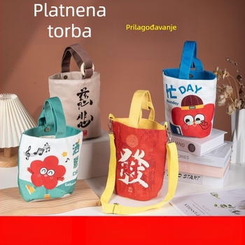 Ženska torbica od platna s jednim ramenom, cilindričnog oblika, pogodna za svakodnevna putovanja i izlaske
