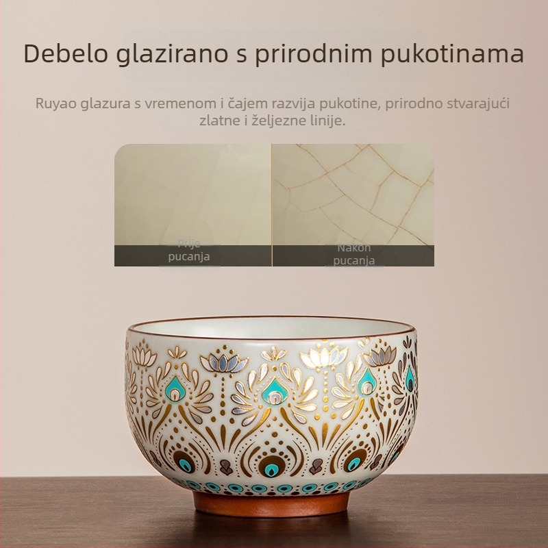 Arhat šalica, porcelan, glazirana dekoracija, novokineski stil, za kućnu uporabu, jedna šalica