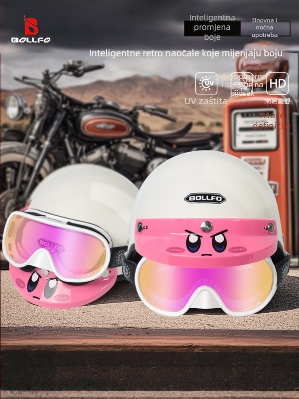 Dan-noć dvostruke namjene motociklističke retro naočale za Harley kacigu, otporne na vjetar, mijenjaju boju, kompatibilne s dioptrijskim naočalama