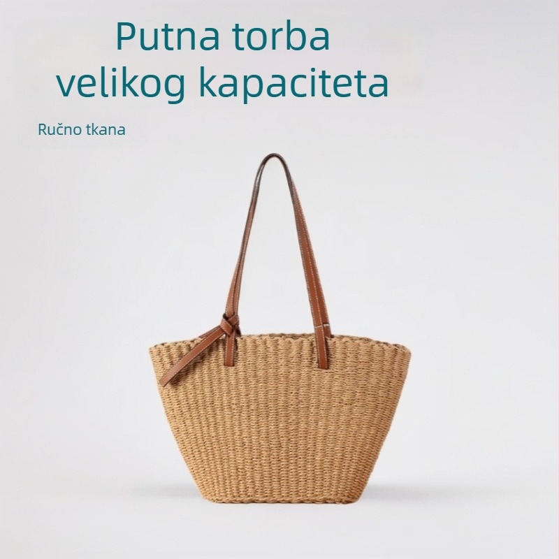 Nova ženska slamena torba, ručno pletena, svjež stil za odmor, umjetnički dizajn, bez podstavke