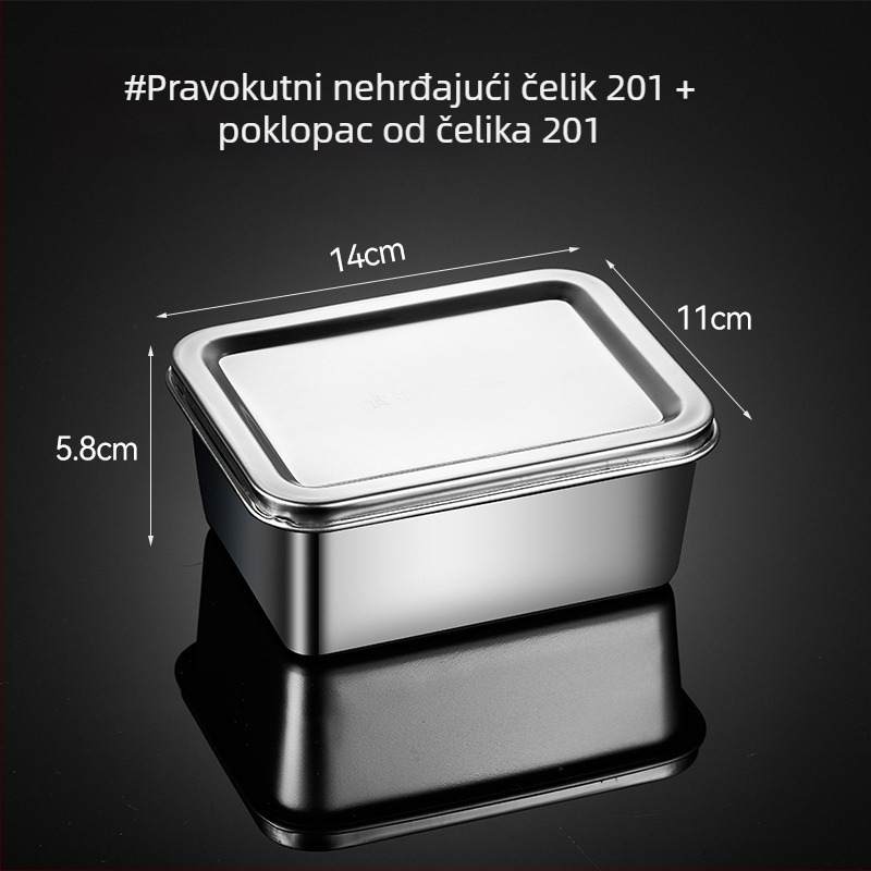 Kvadratska kutija od nehrđajućeg čelika za uzorke hrane s poklopcem, za školske kantine i vrtiće, 304.