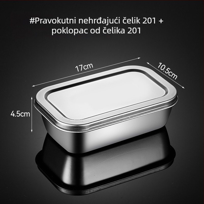 Kvadratska kutija od nehrđajućeg čelika za uzorke hrane s poklopcem, za školske kantine i vrtiće, 304.