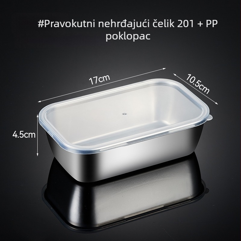 Kvadratska kutija od nehrđajućeg čelika za uzorke hrane s poklopcem, za školske kantine i vrtiće, 304.