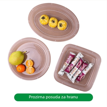 Jednokratni plastični tanjur s poklopcem, kružni vanjski tanjur za roštilj i piknik, mikrovalna kompatibilan