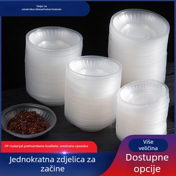 Jednokratna okrugla prozirna plastična zdjela za umake i začine