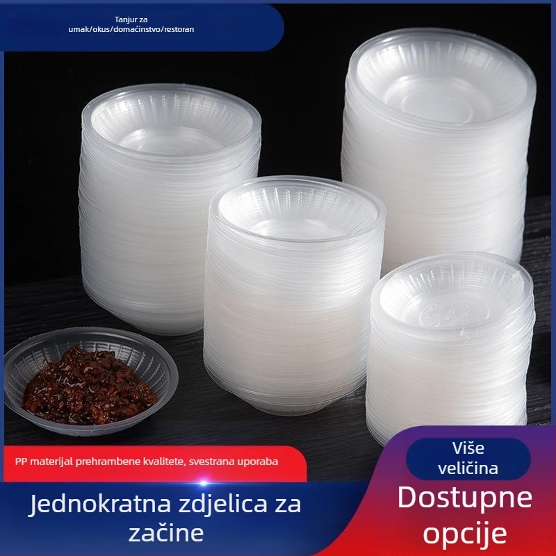 Jednokratna okrugla prozirna plastična zdjela za umake i začine