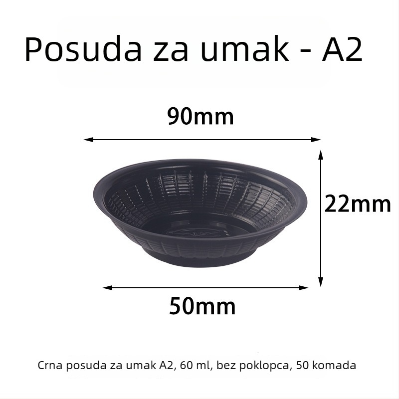 Jednokratna okrugla prozirna plastična zdjela za umake i začine