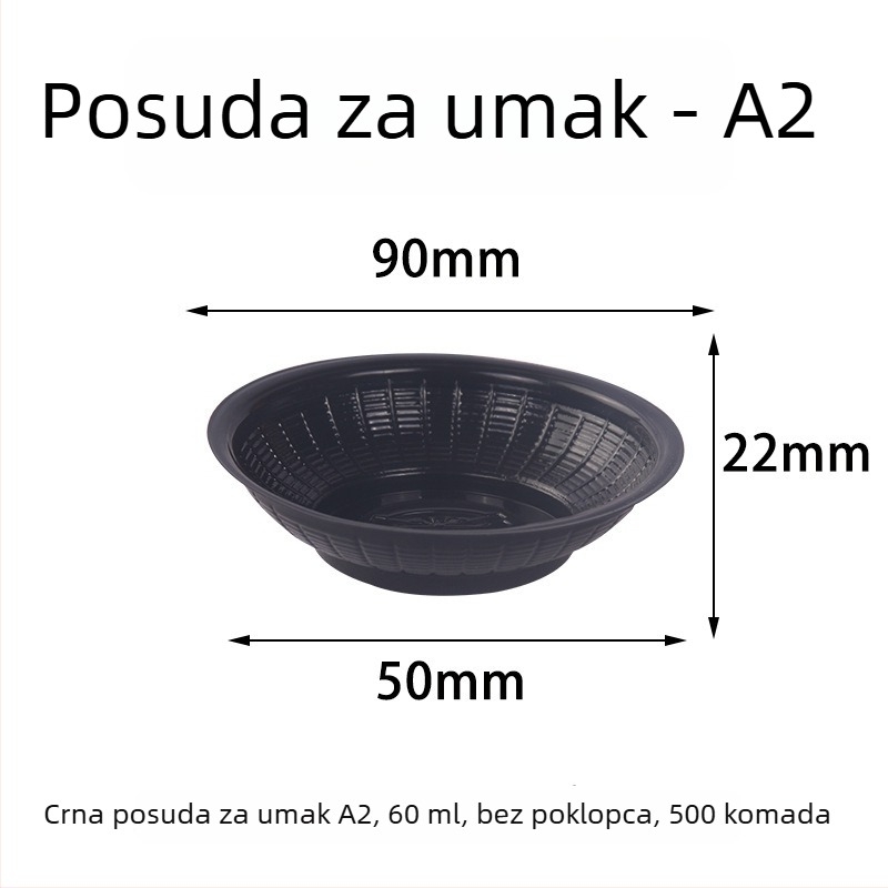 Jednokratna okrugla prozirna plastična zdjela za umake i začine