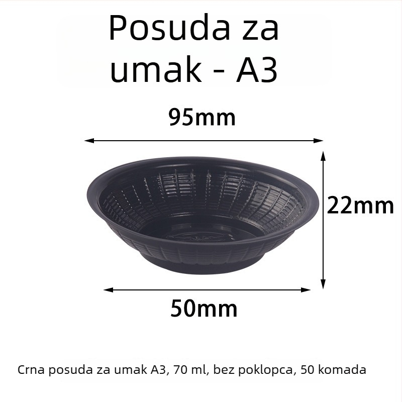 Jednokratna okrugla prozirna plastična zdjela za umake i začine