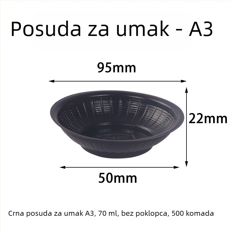 Jednokratna okrugla prozirna plastična zdjela za umake i začine