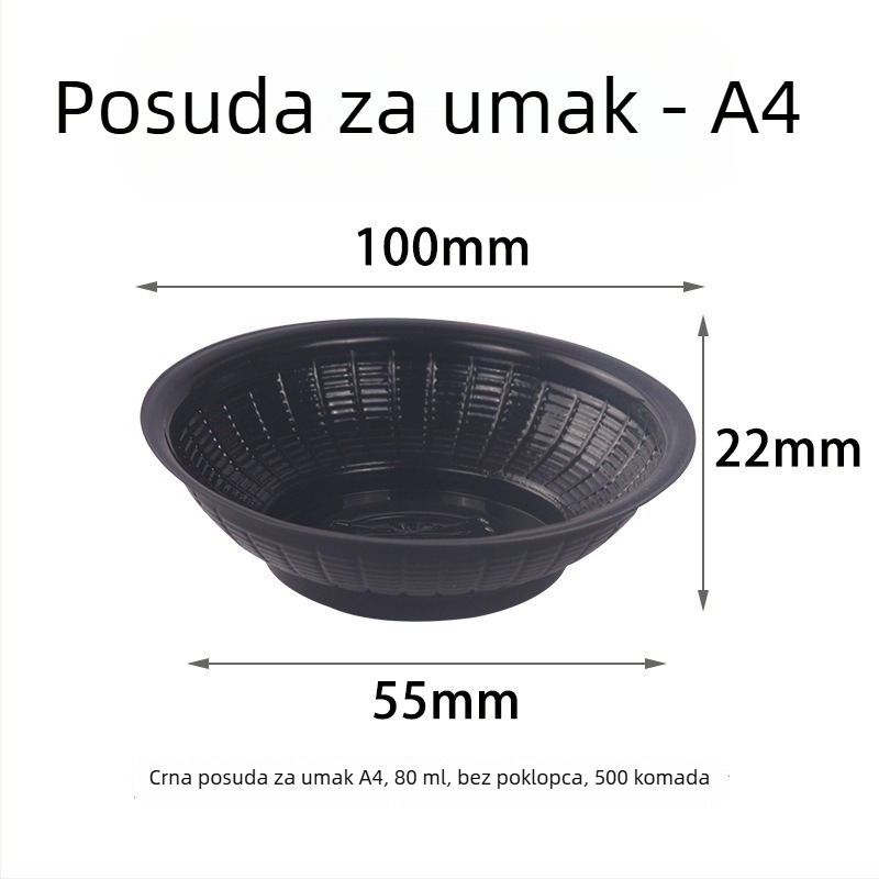Jednokratna okrugla prozirna plastična zdjela za umake i začine