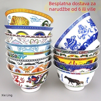 Porcelinska zdjela za maslac čaj s tibetanskim etničkim stilom, promjera 12 cm, zdjela za mlijeko čaj s motivom zmaja, rekvizita za mongolski ples