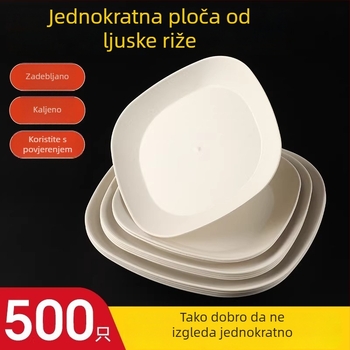 Jednokratno posuđe od ljuske riže: zdjele za rižu, pladnje za roštilj i voće, otporno na visoke temperature, trodjelni set